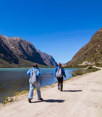 Hiking in the Cordillera Blanca through the Laguna de Chinancocha